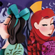 Cinderella's wicked stepsisters stand back to back.